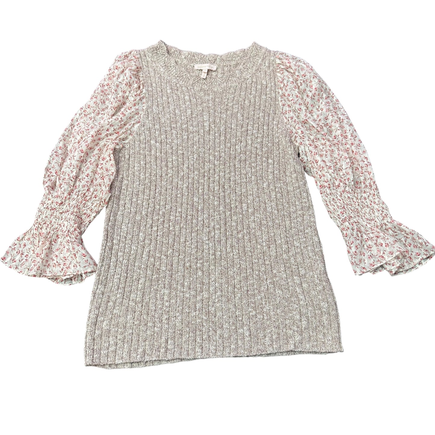 REBECCA TAYLOR FRANCESCA SLEEVE PULLOVER CINNAMON TWEED SWEATER 249 MEDIUM
