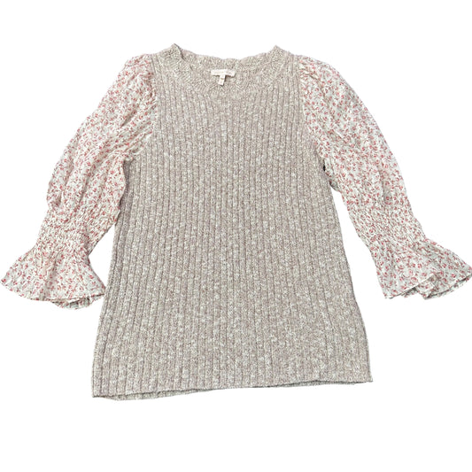 REBECCA TAYLOR FRANCESCA SLEEVE PULLOVER CINNAMON TWEED SWEATER 249 MEDIUM