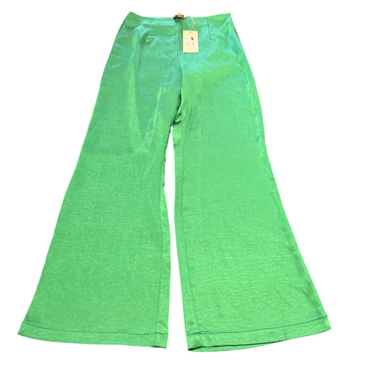 CIEBON GREEN SATIN WIDE LEG PANTS NWT 100 MEDIUM
