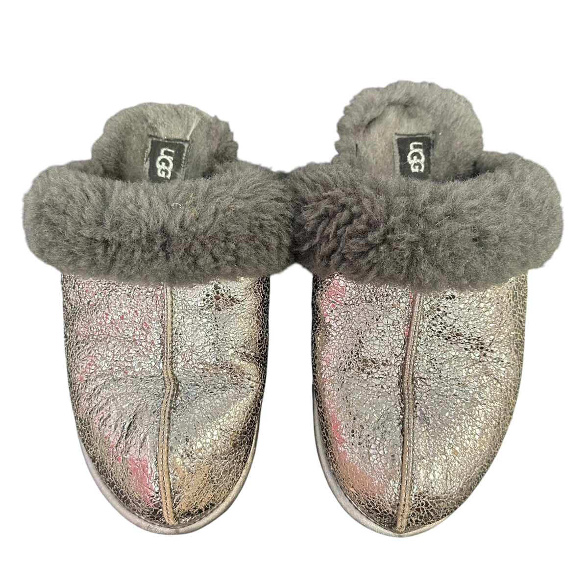 UGG SCUFFETTE METALLIC SILVER SLIPPERS 143 SZ 9