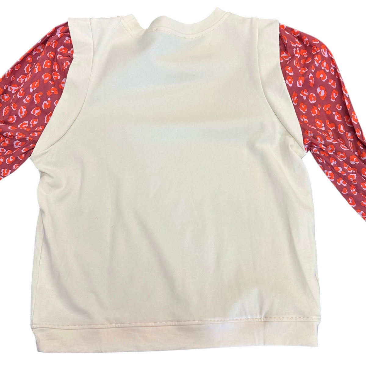 KARLIE BEIGE LEOPARD SLEEVE ANIMAL PRINT SWEATSHIRT NWT 298 SMALL