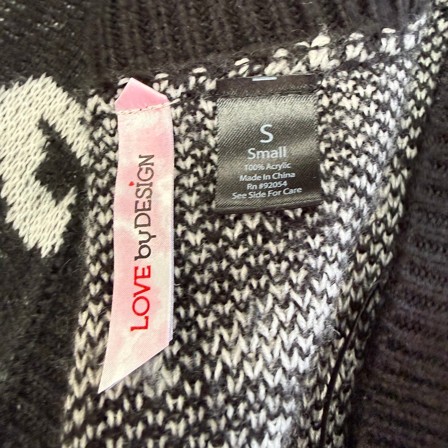 LOVE BY DESIGN BLACK WHITE OPEN CARDIGAN 239 SMALL