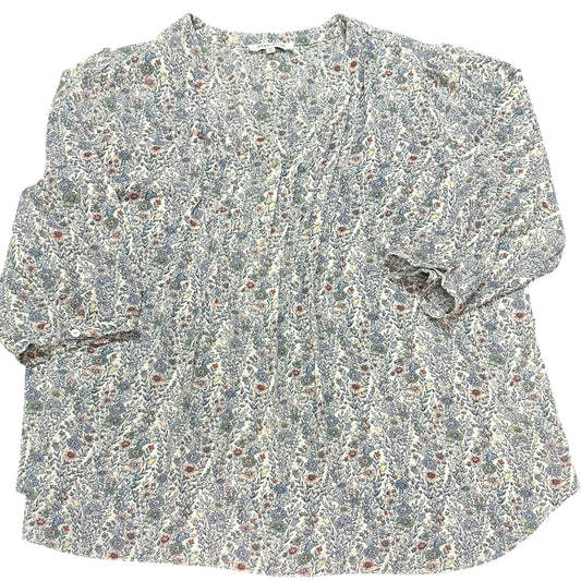ROSE & OLIVE BLUE FLORAL BLOUSE 227 2X