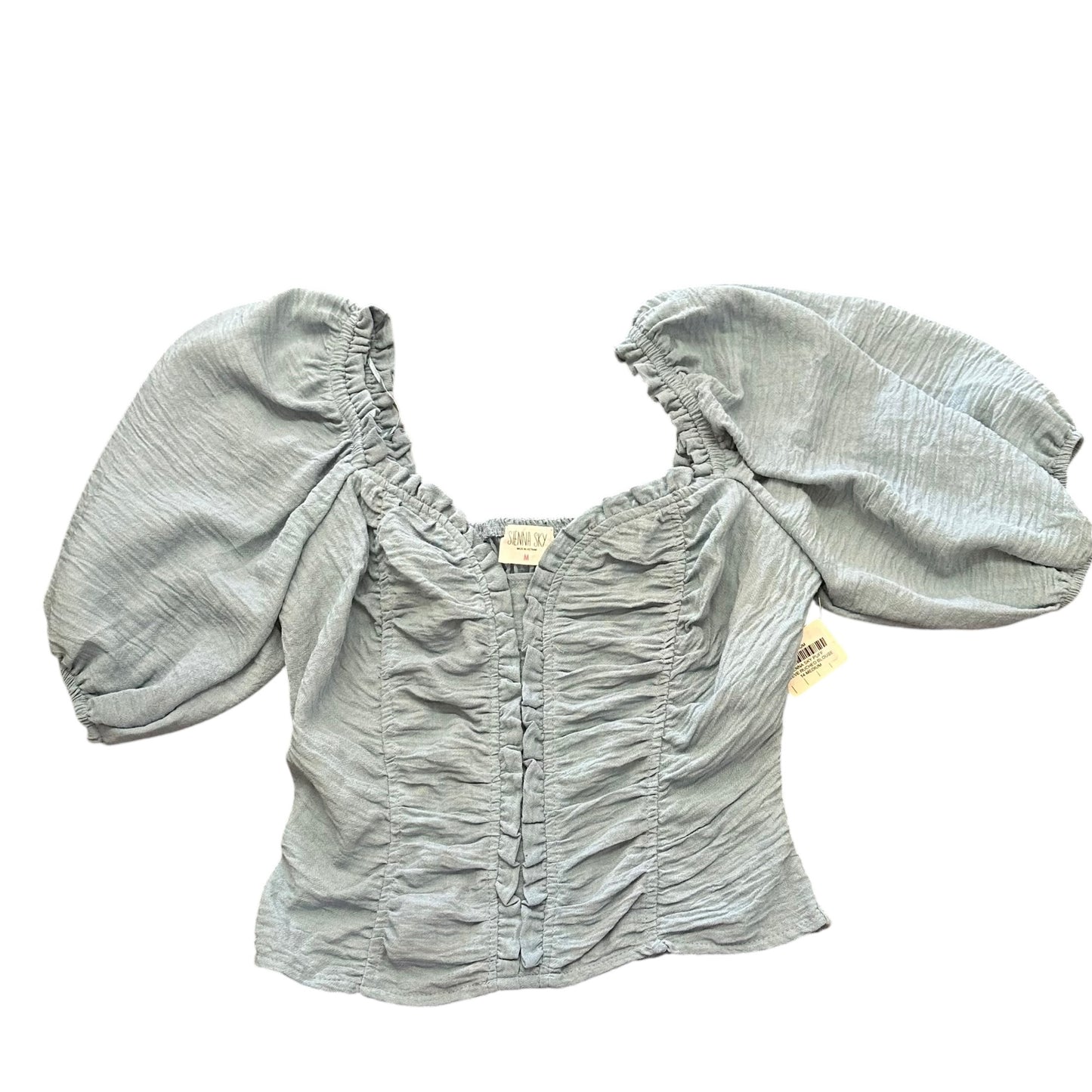 SIENNA SKY PUFF SLEEVE RUCHED BLOUSE 14 MEDIUM