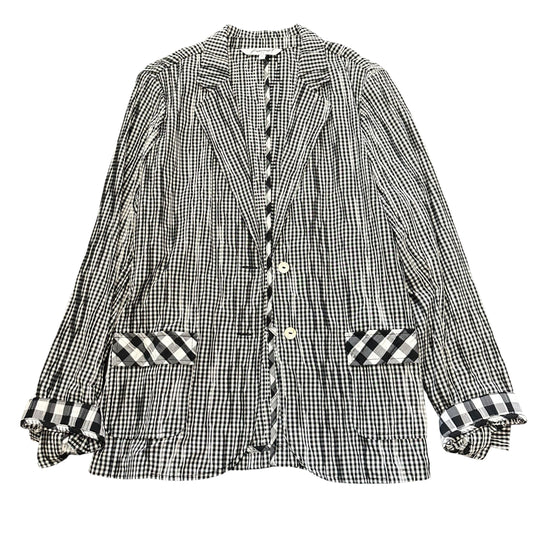 FOXCROFT BLACK WHITE GINGHAM BLAZER 100 SZ 12