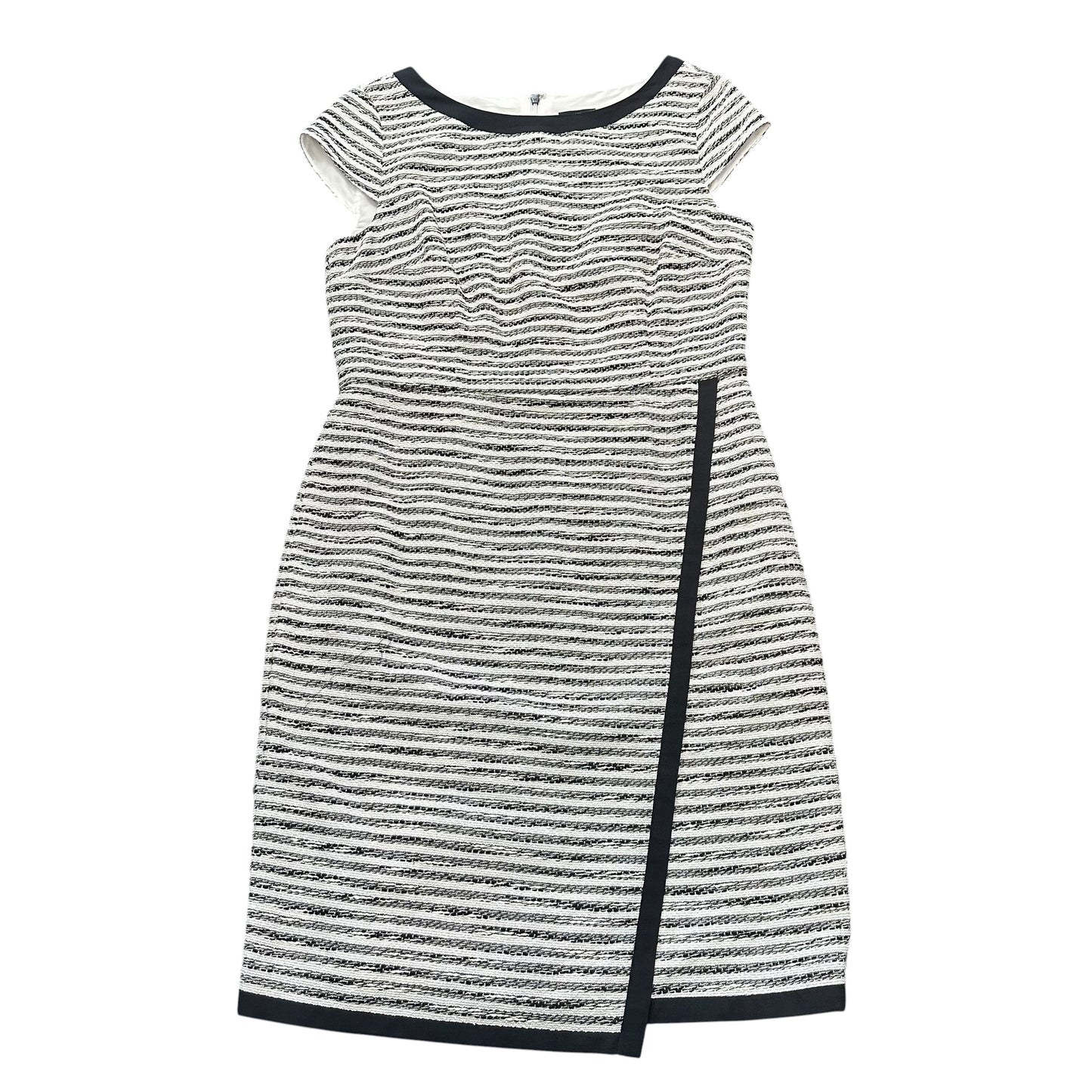ANN TAYLOR BLACK BEIGE STRIPED WOVEN DRESS NWT 100 SZ 8