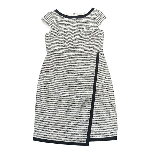 ANN TAYLOR BLACK BEIGE STRIPED WOVEN DRESS NWT 100 SZ 8