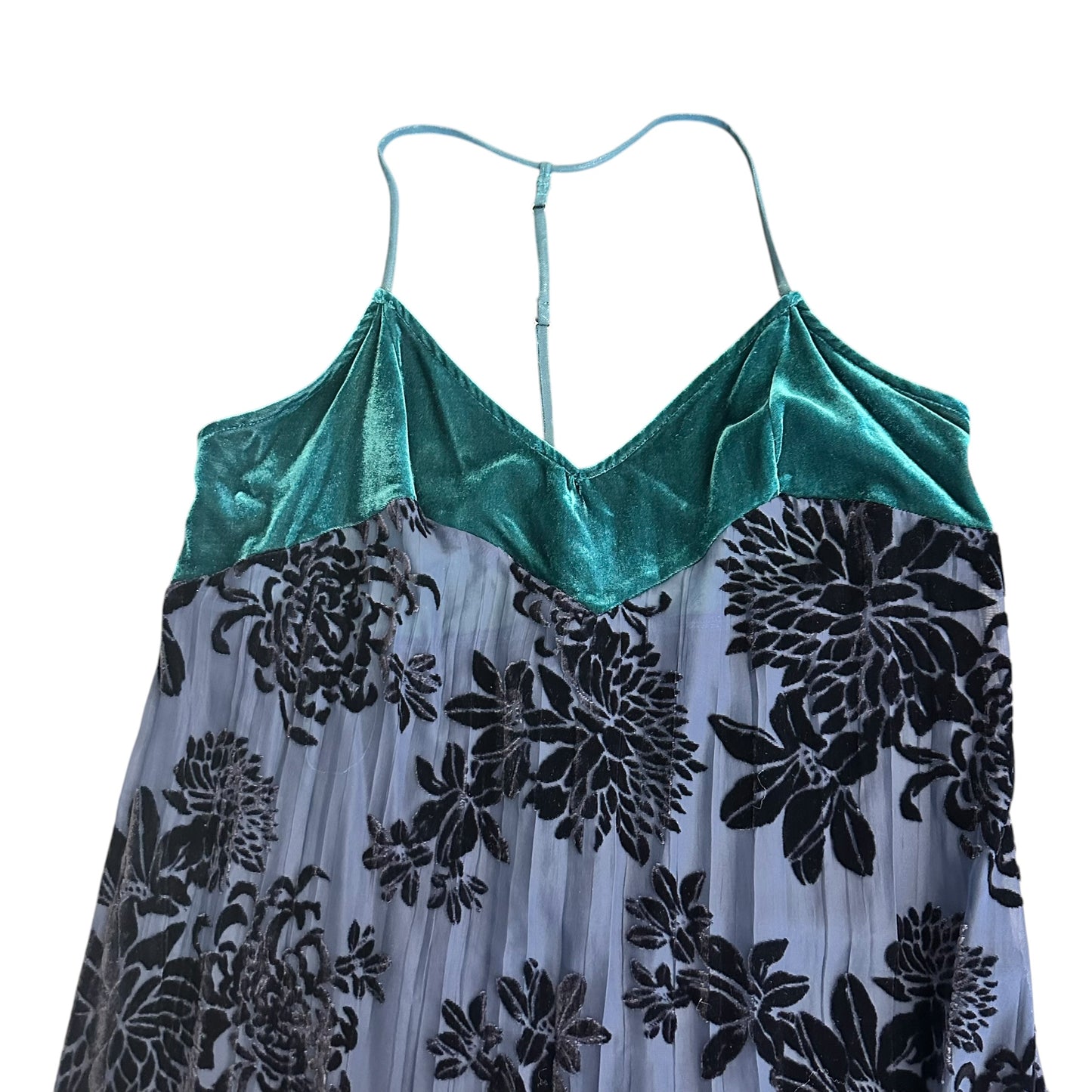 FREE PEOPLE INTIMATELY LOVE ALL DAY NAVY VELOUR FLORAL DRESS 256 MEDIUM