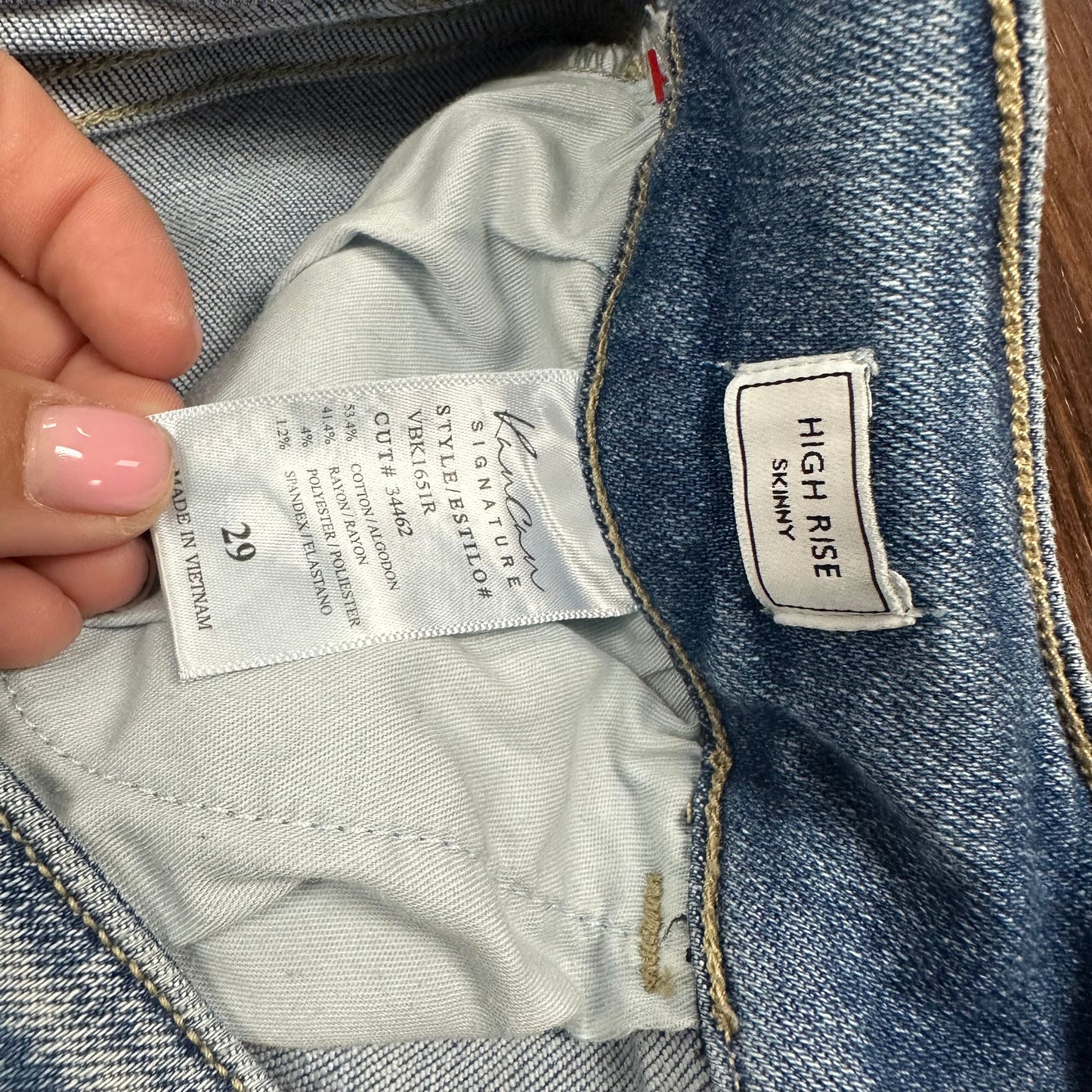 KANCAN HIGH RISE SKINNY DISTRESSED STRETCH DENIM BLUE JEANS 82 SZ 29