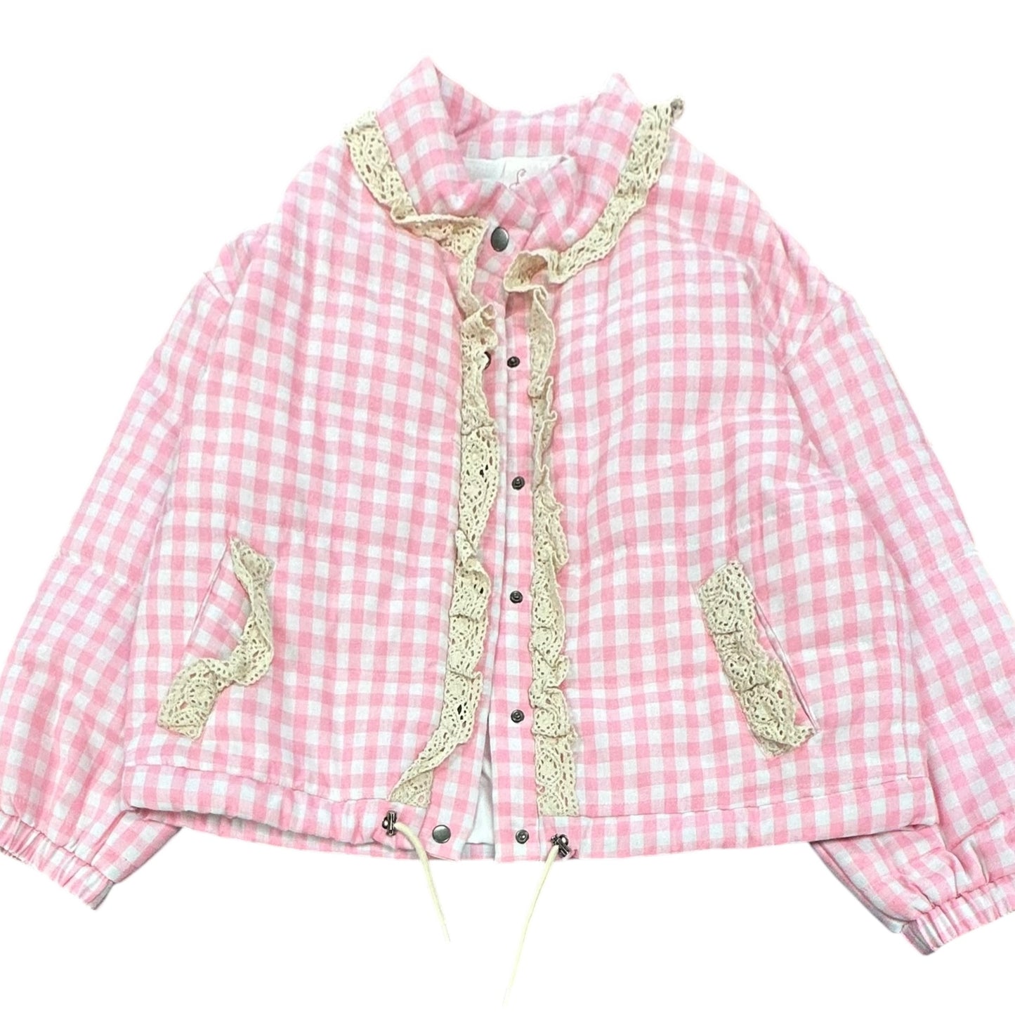 SO ME PINK WHITE GINGHAM PUFFY JACKET 100 NWT $76 XL