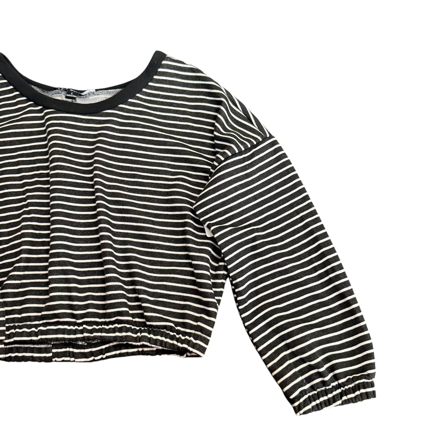 HYFVE GRAY STRIPED CROPPED BUBBLE SWEATSHIRT 122 LARGE