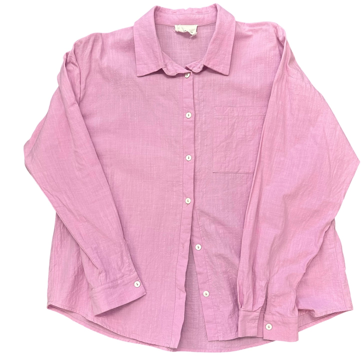 ANDREE BY UNIT PINK BUTTON UP BLOUSE OVERSIZED 27 MEDIUM