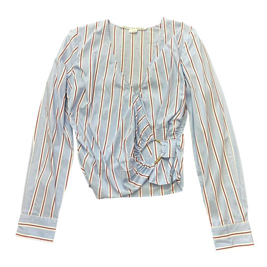 VERONICA BEARD BLUE RED WHITE STRIPED BLOUSE 87 SZ 6