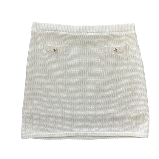 FRENCH CONNECTION WHITE TEXTURED KNIT SKIRT 100 XL