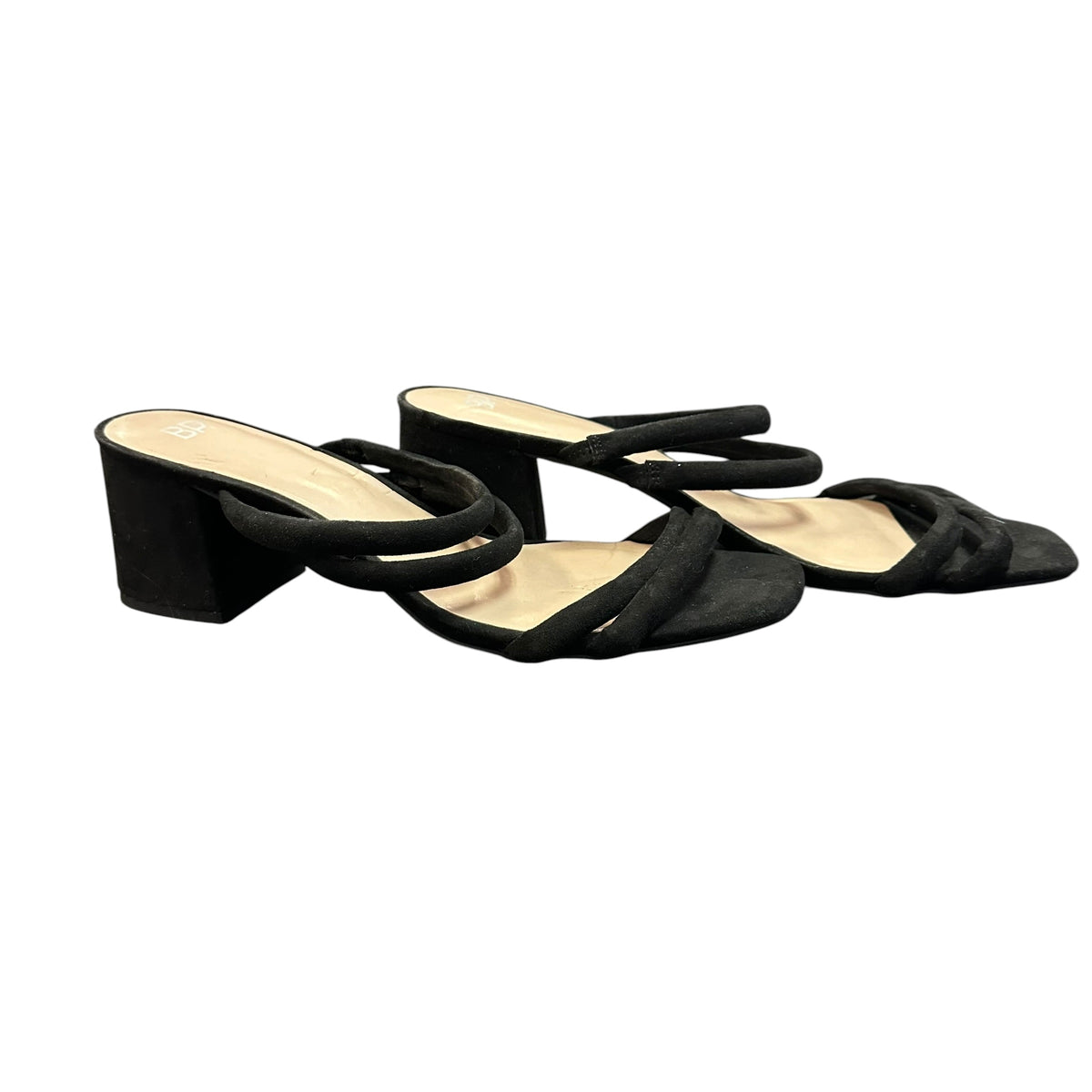 BP BLACK DOUBLE STRAP BLOCK HEEL SANDALS 100 SZ 11