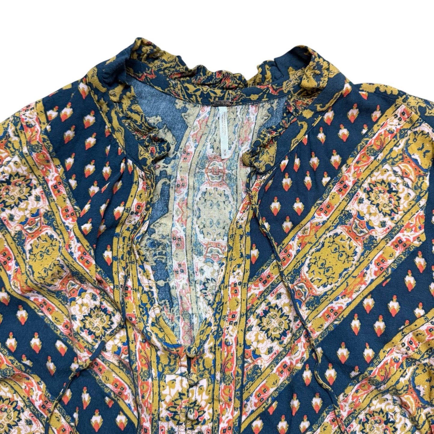 FREE PEOPLE MAGIC MYSTERY TUNIC BLUE YELLOW 100 MEDIUM