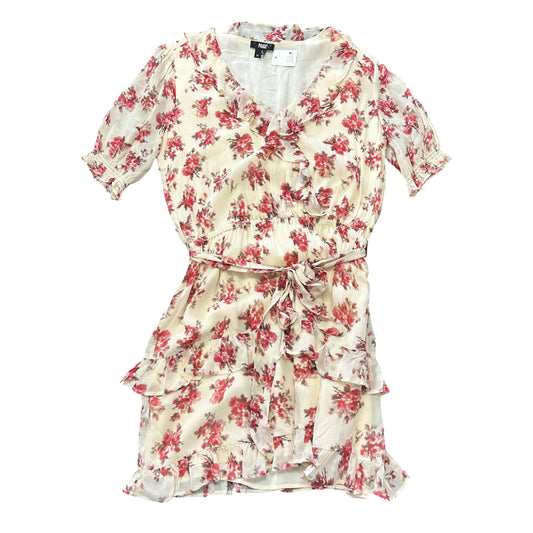 PAIGE FLORAL 100% SILK BEIGE DRESS REVOLVE 6 MEDIUM