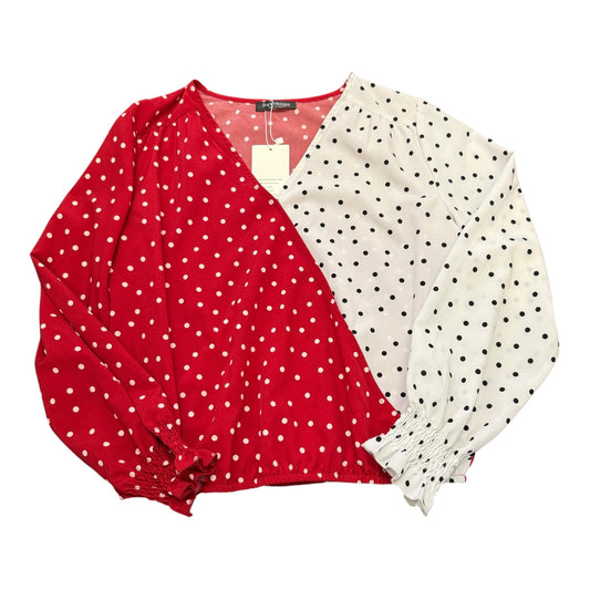 RED WHITE POLKA DOT LONG SLEEVE BLOUSE NWT 100 MEDIUM