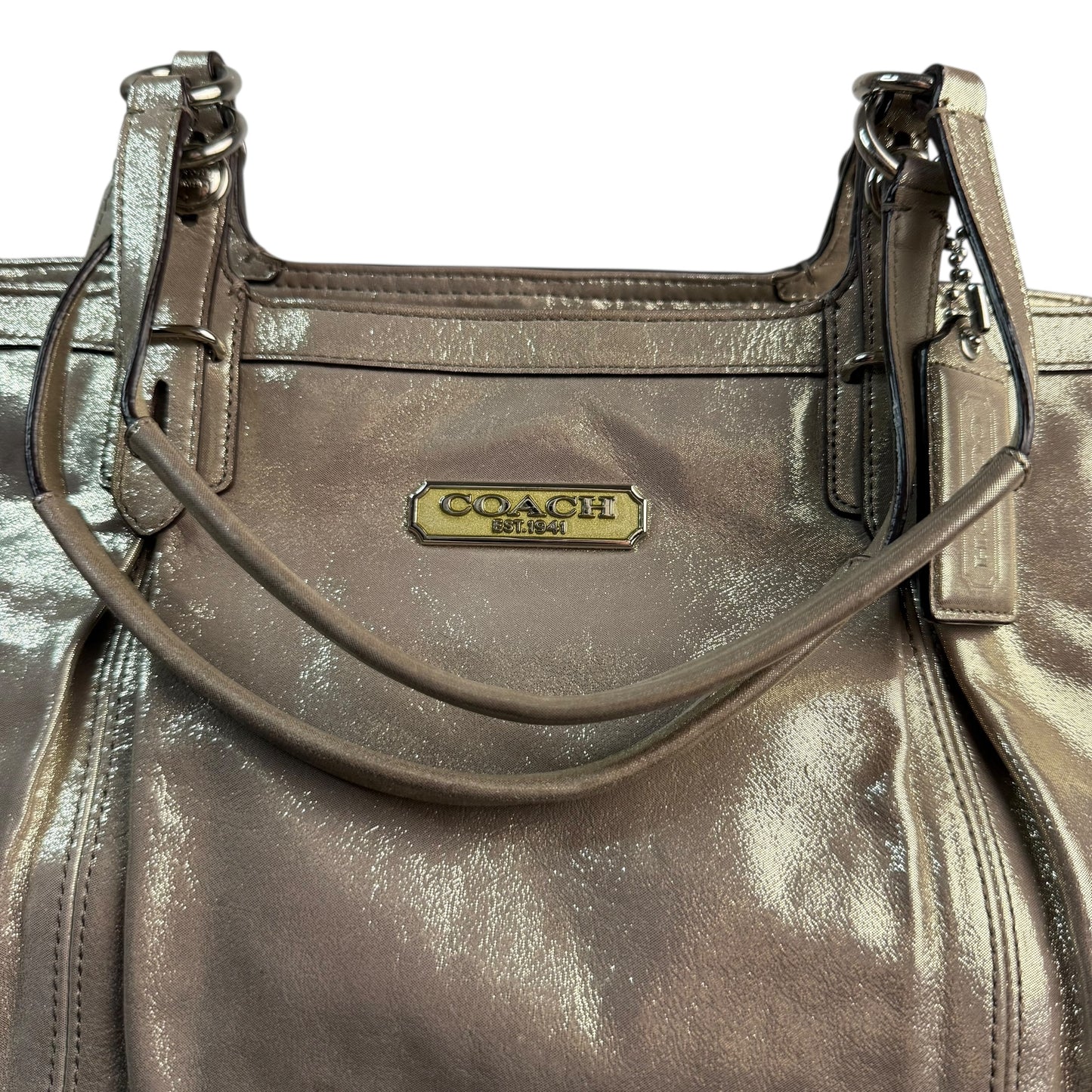 COACH HAMPTON LAGUNA TOTE BAG METALLIC SHIMMER GOLD 242