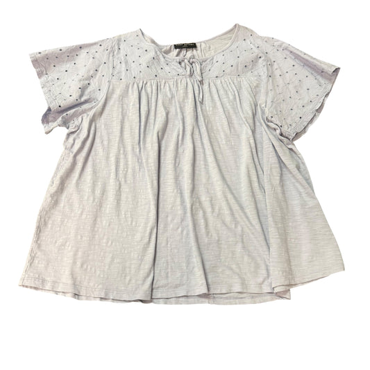 LANE BRYANT LILAC PURPLE EYELET SHORT SLEEVE BLOUSE 123 SZ 22/24
