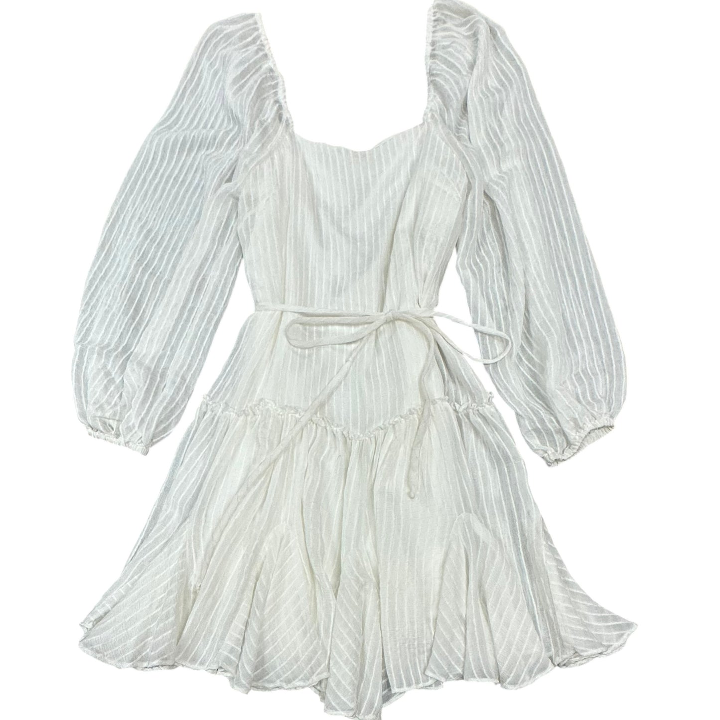 C&V WHITE BELTED STRIPED DRESS 100 NWT $69 MEDIUM