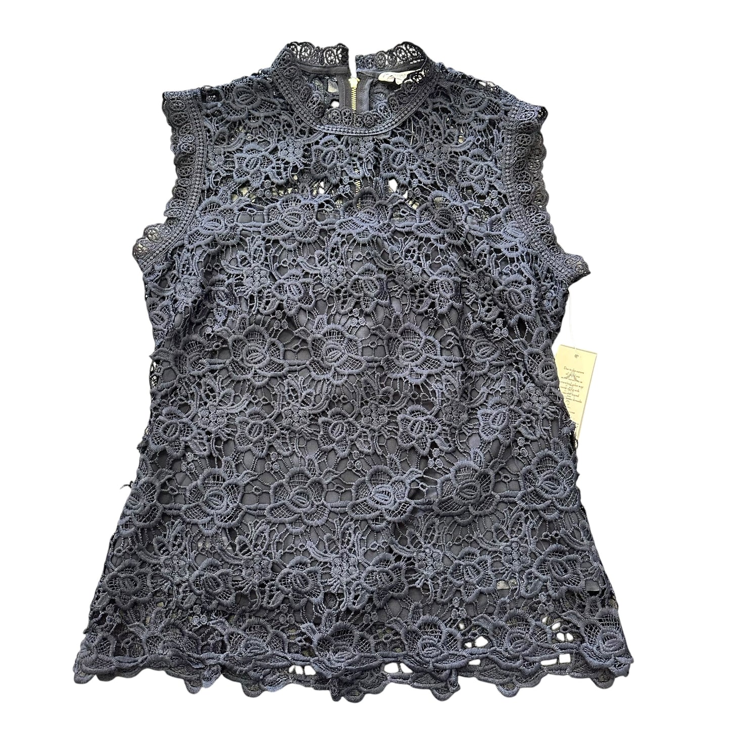 NANETTE NAVY FLORAL LACE SLEEVLESS BLOUSE 100 MEDIUM