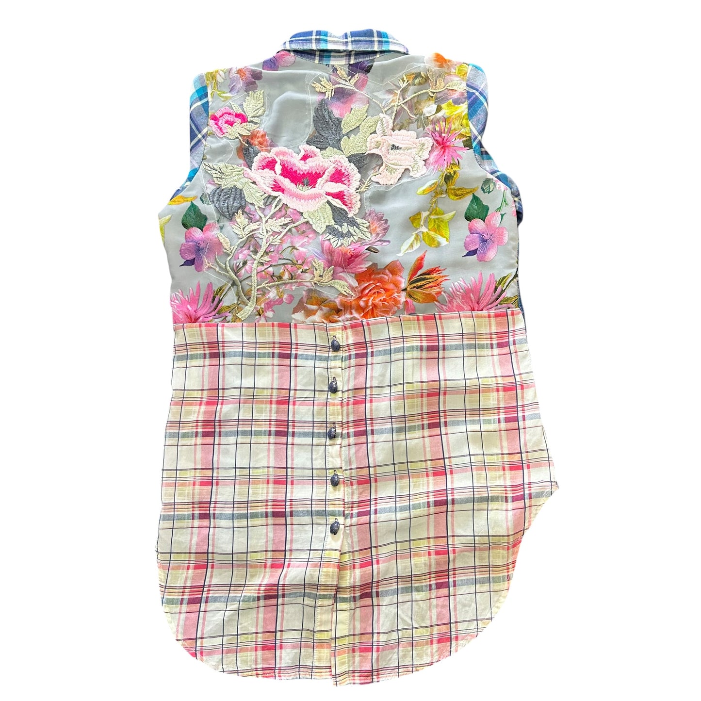 SOFT SURROUNDINGS PLAID FLORAL BLOUSE 115 XS
