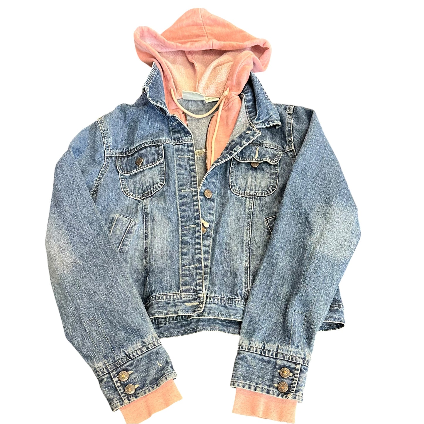 PERISCOPE BLUE DENIM JACKET W PINK HOODIE 164 LARGE