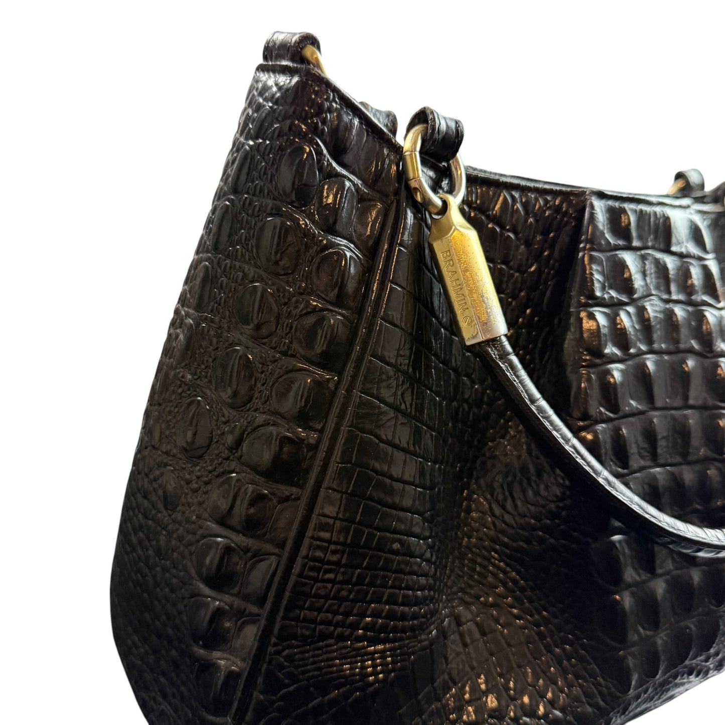 BRAHMIN RUBY BLACK MELBOURNE PATENT LETHER SATCHEL BAG 100