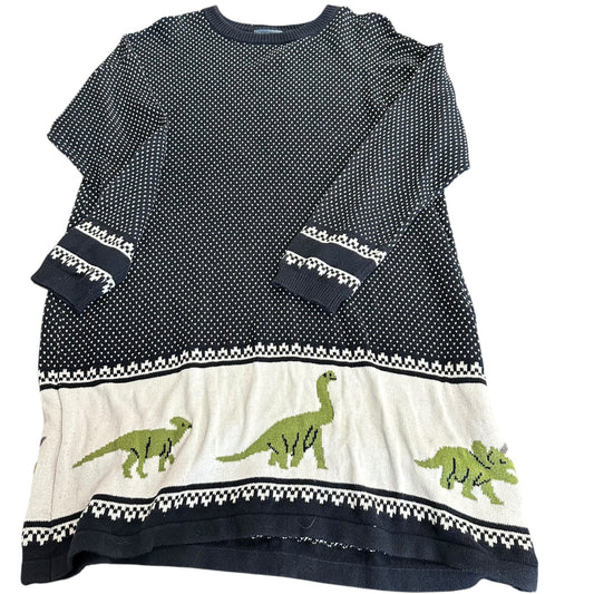 MODCLOTH NAVY WHITE DINO SWEATER DRESS 56 2X