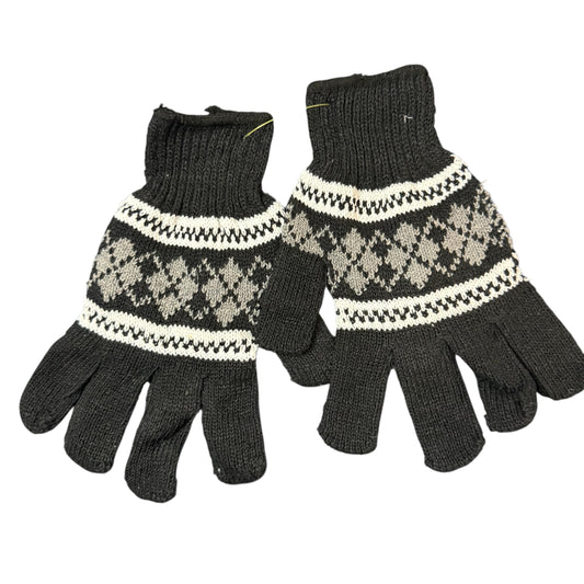 BLACK GRAY KNIT GLOVES 227