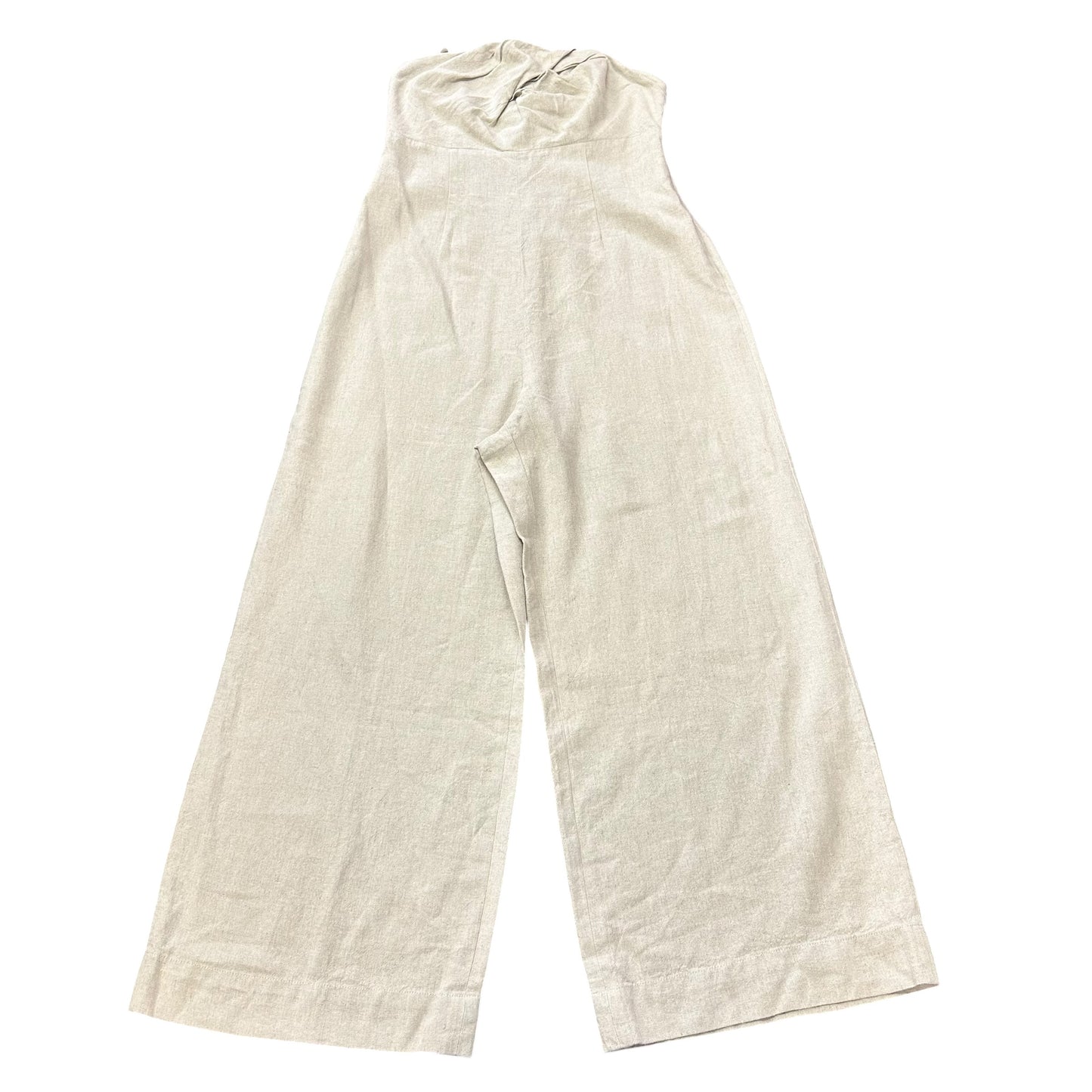 URBAN OUTFITTERS TAN CROPPED LINEN BLEND JUMPSUIT 100 MEDIUM