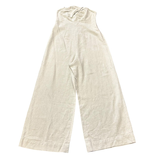 URBAN OUTFITTERS TAN CROPPED LINEN BLEND JUMPSUIT 100 MEDIUM