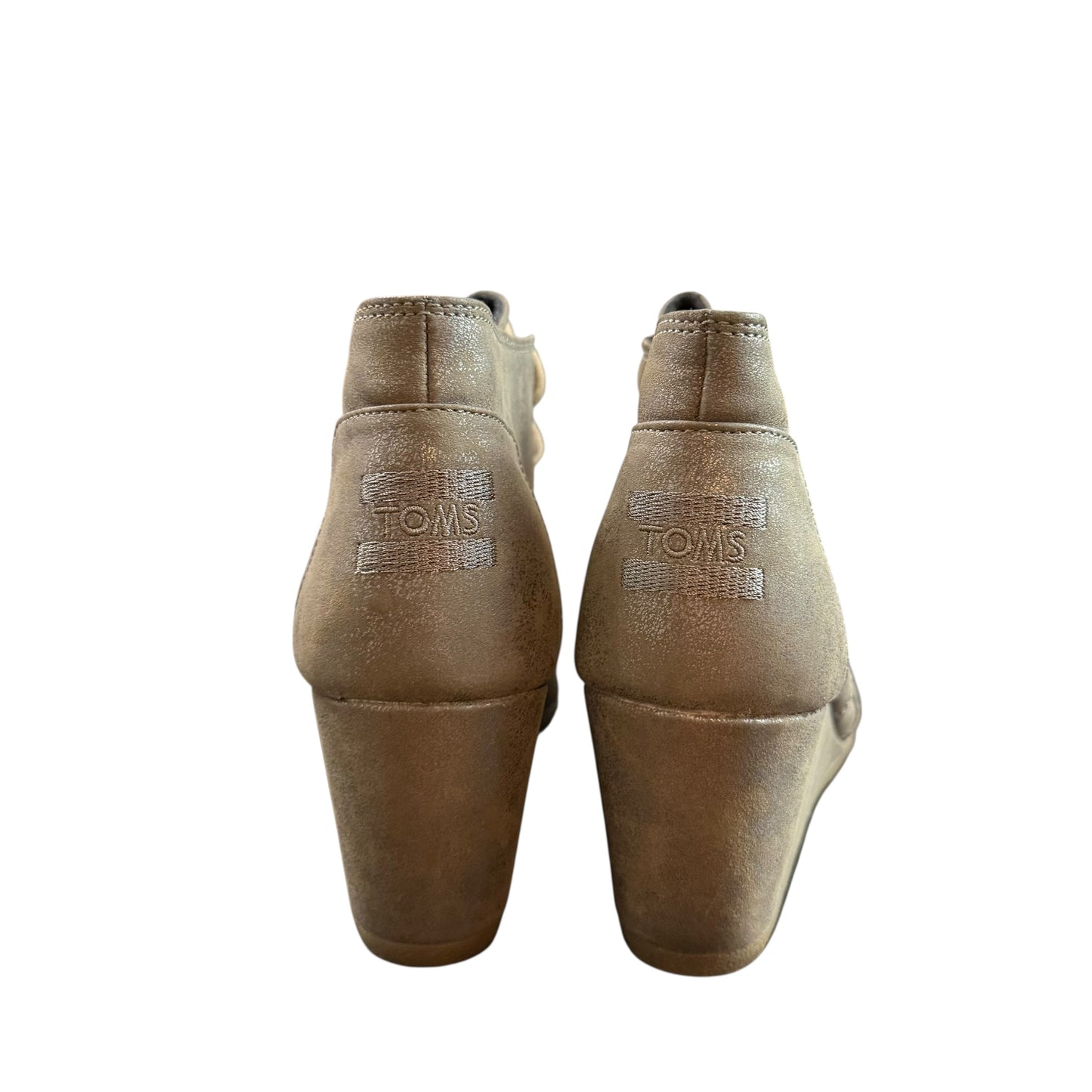 TOMS DESERT WEDGES GUNMETAL METALLIC 227 SZ 8