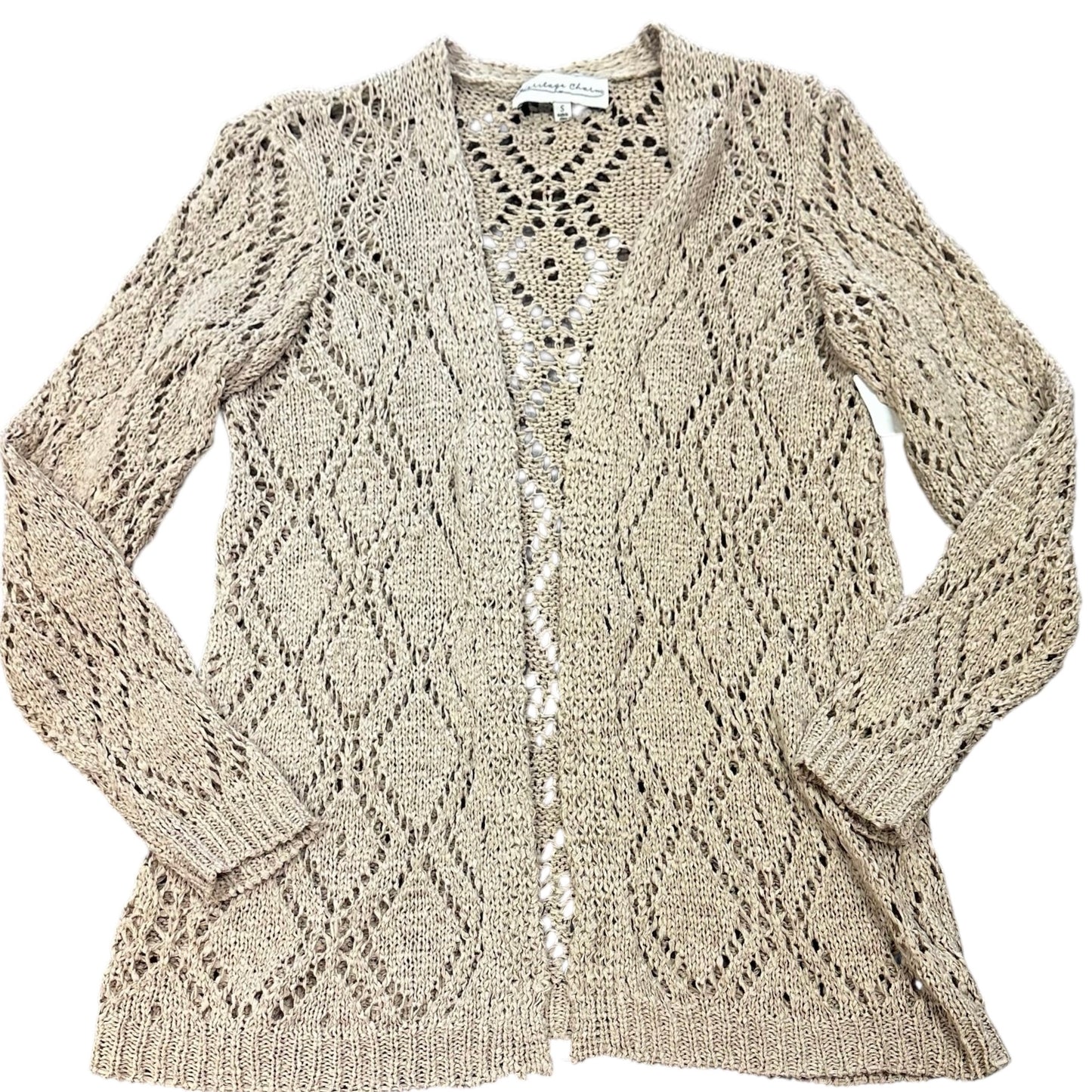 HERITAGE CHARM TAN KNIT CARDIGAN SMALL