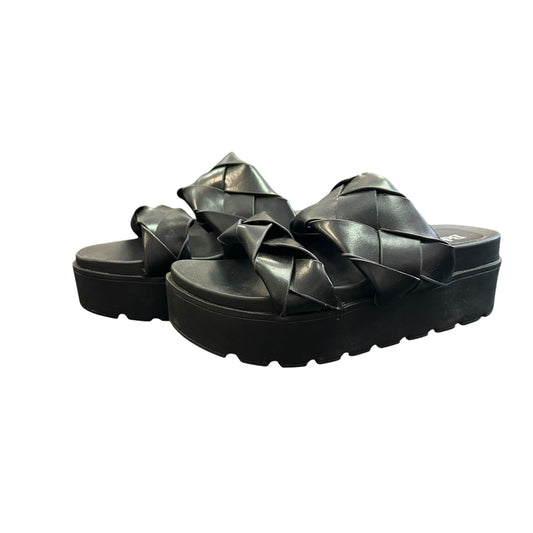 BELLA MARIE BLACK BRAIDED PLATFORM SANDALS 122 SZ 8