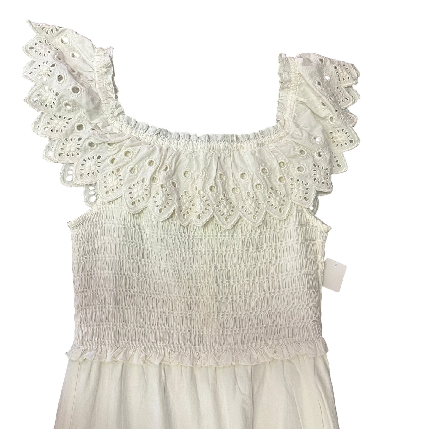 SEA NEW YORK WHITE SMOCKED EYELET DRESS 249 SMALL