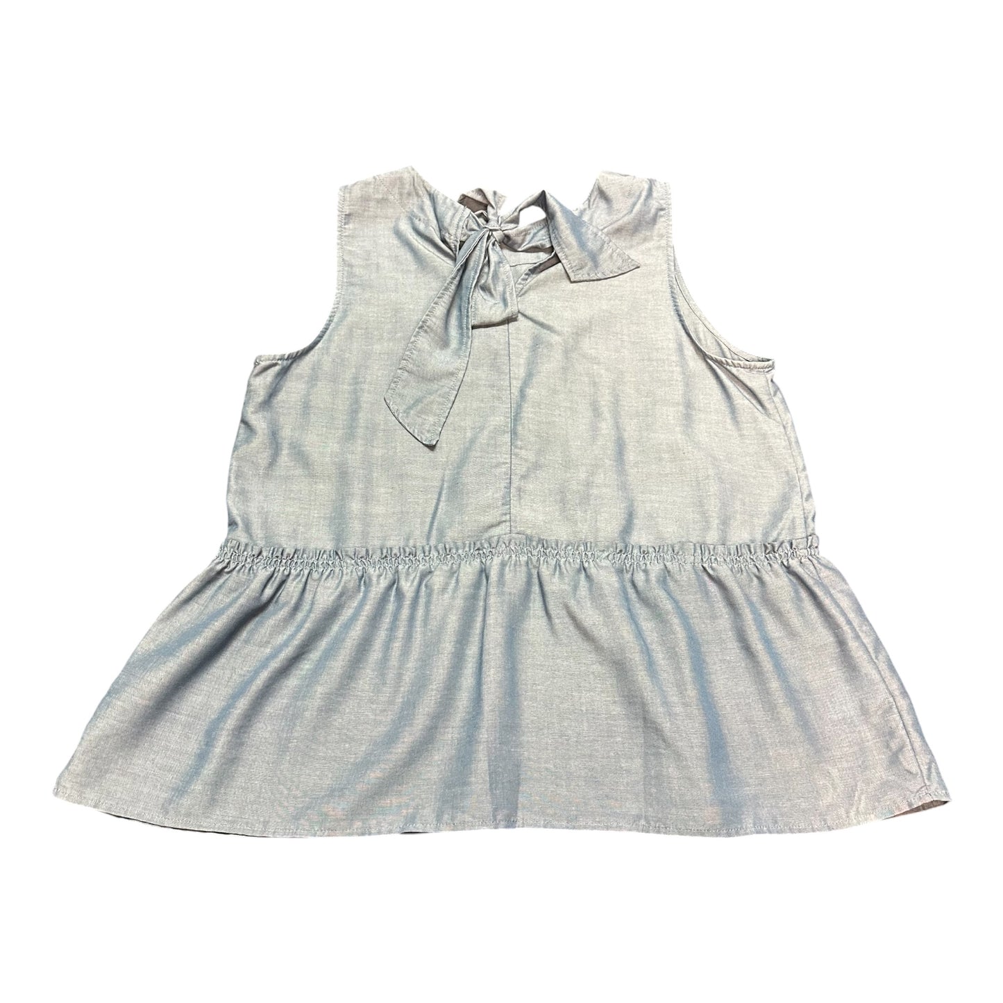 ANN TAYLOR BLUE CHAMBRAY BLOUSE 100 MEDIUM PETITE