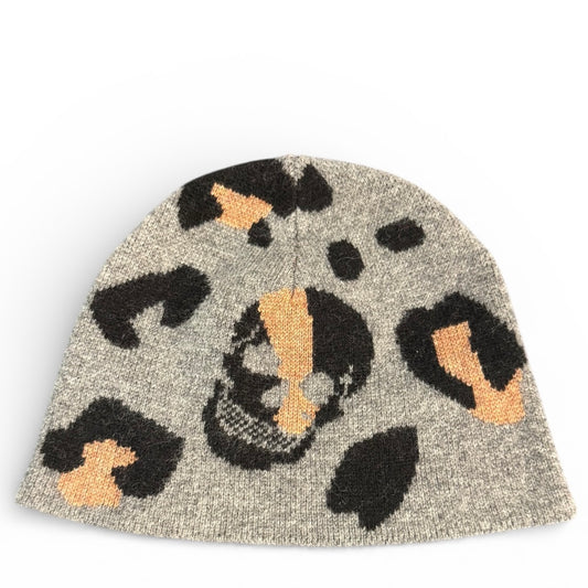 360 CASHMERE LEOPARD SKULLL BEANIE GRAY 235