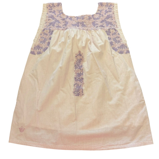 J MARIE LILAC STRIPED EMBROIDERED DRESS 263 SMALL