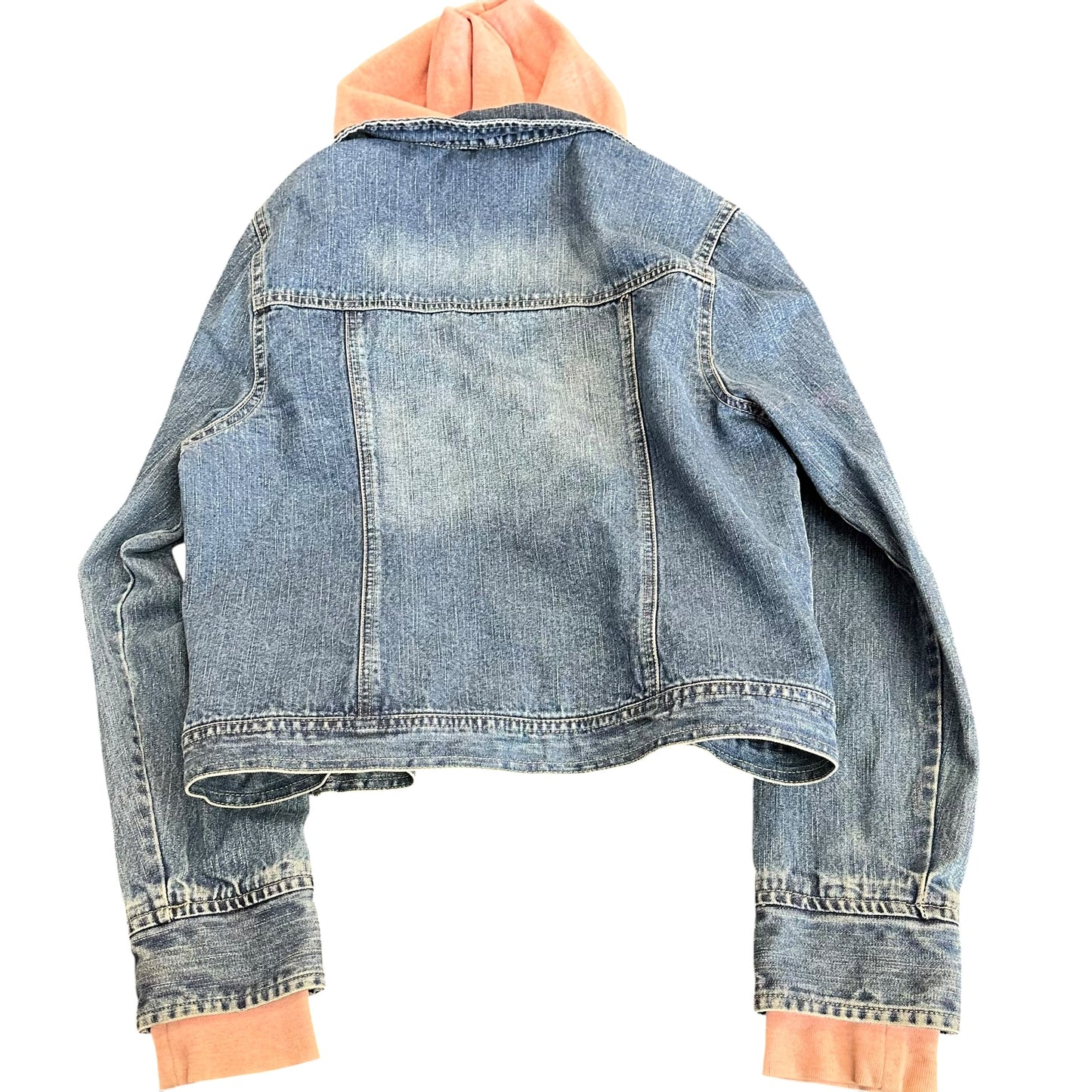PERISCOPE BLUE DENIM JACKET W PINK HOODIE 164 LARGE