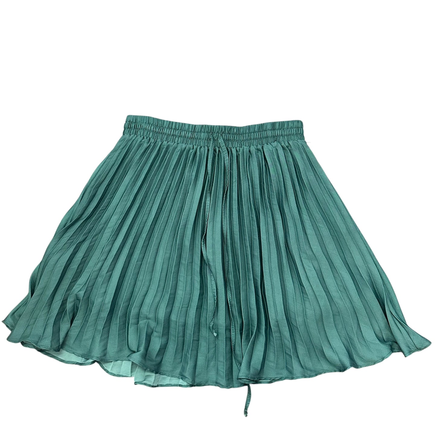 DARK PLEATED SKIRT GREEN ELASTIC WAIST 170 SMALL