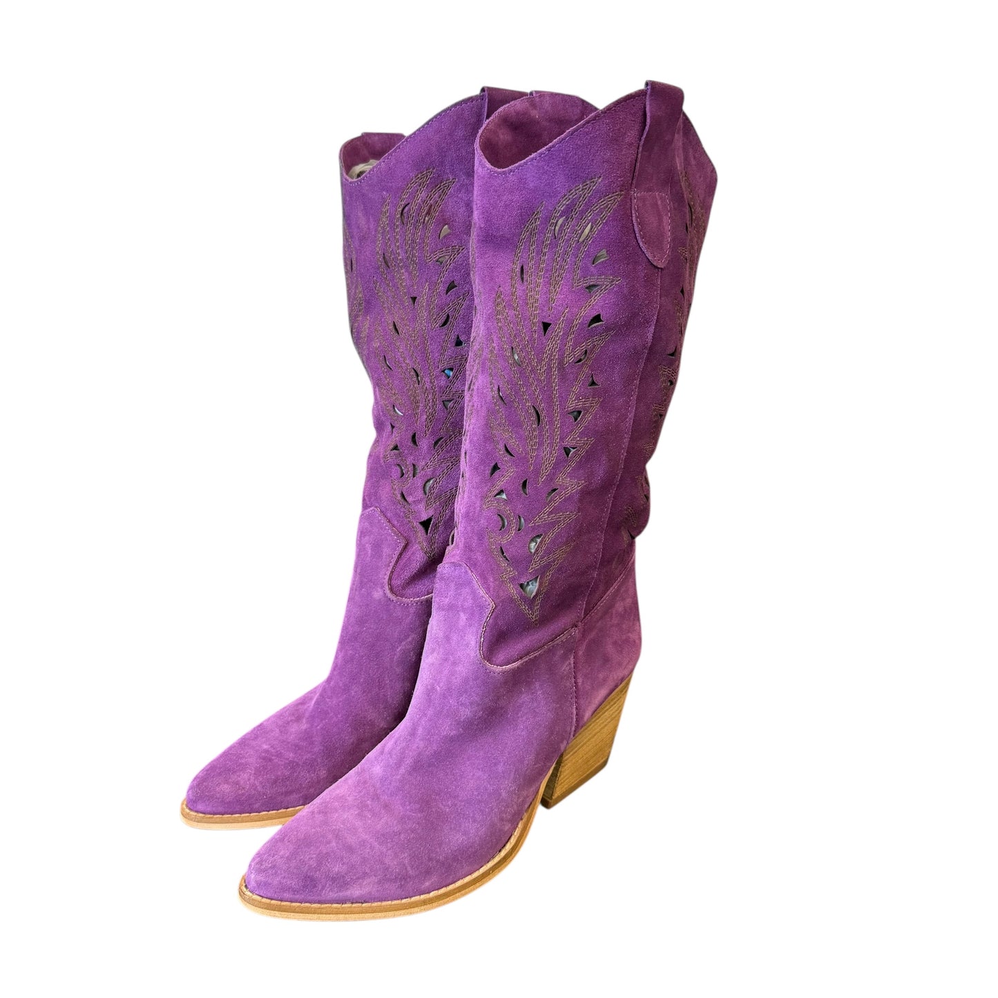 KALI SHORE PURPLE LEATHER COWBOY BOOTS 100 SZ 10