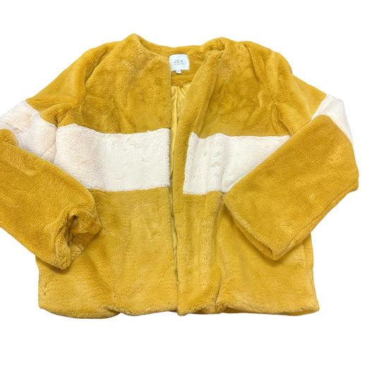 JOA MUSTARD YELLOW FAUX FUR JACKET 100 MEDIUM