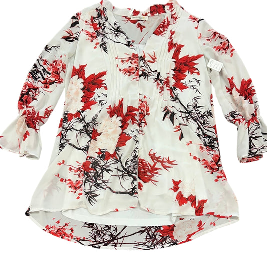AVAILABLE BY ANGELA FASHION BEIGE FLORAL BLOUSE 139 MEDIUM