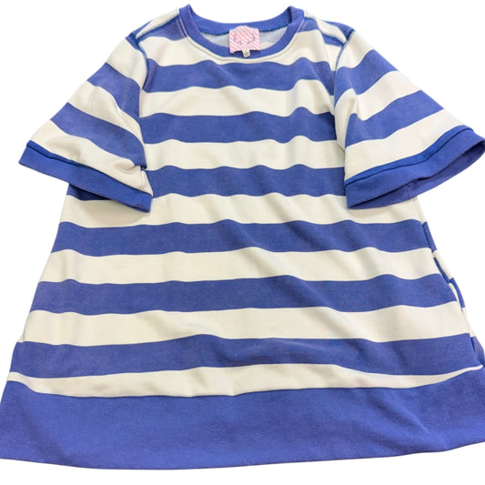 FANTASTIC FAWN BLUE WHITE STRIPED SWEATSHIRT DRESS 248 SMALL