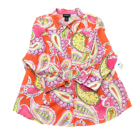 LANE BRYANT CORAL COLORFUL BUTTON UP BLOUSE 219 SZ 18/20