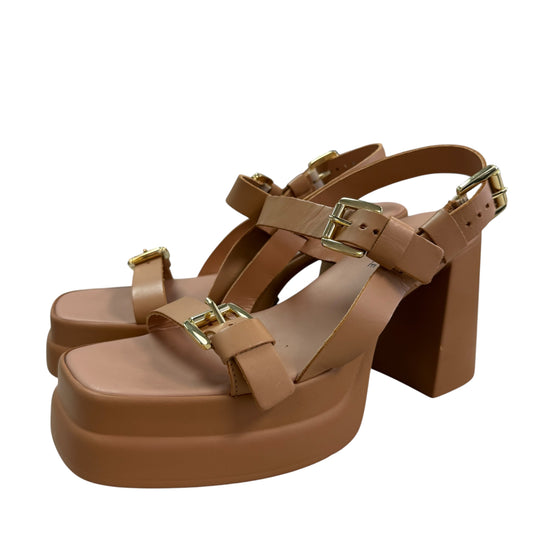 FREE PEOPLE TAN PLATFORM SANDALS BUCKLE 123 SZ 10
