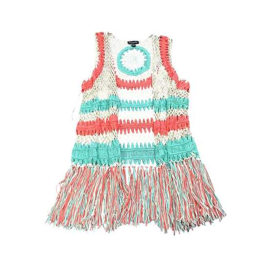 FRAZZLE COLORFUL CROCHET OPEN VEST 124 LARGE