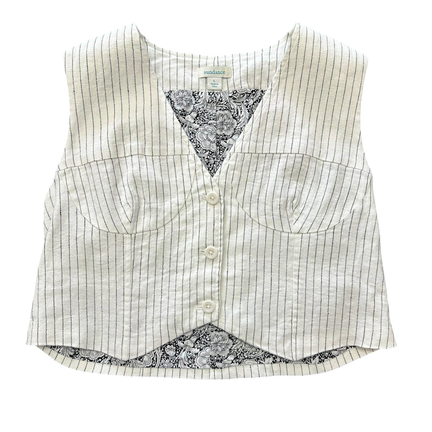 SUNDANCE WHITE PINSTRIPED CROPPED TOP 200 LARGE